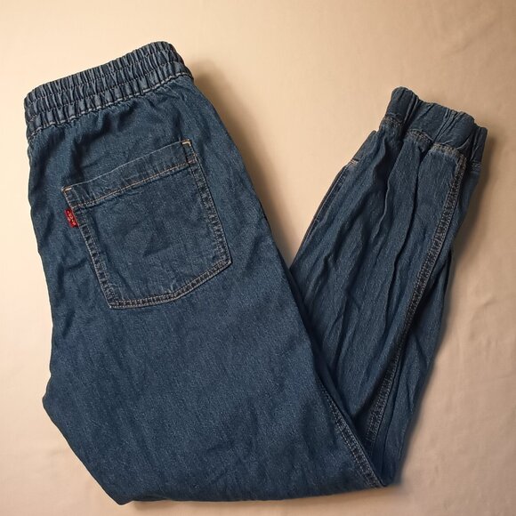 Levi's Joggers Size S Mid Rise Medium Wash Elastic Drawstring Waist 100% Cotton - Picture 1 of 11